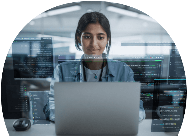 A person sitting at a computer