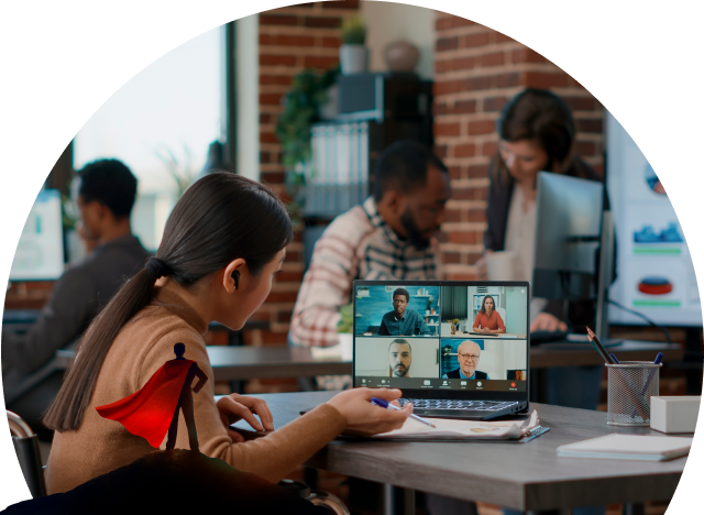In-office team member working with remote team