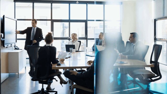 A boardroom presentation.