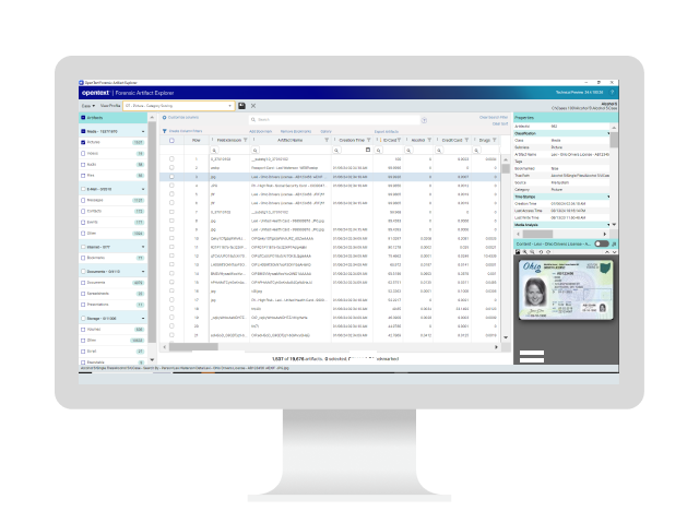 A desktop computer showing OpenText Forensic UI