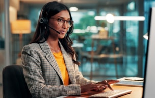 Employee looking at computer