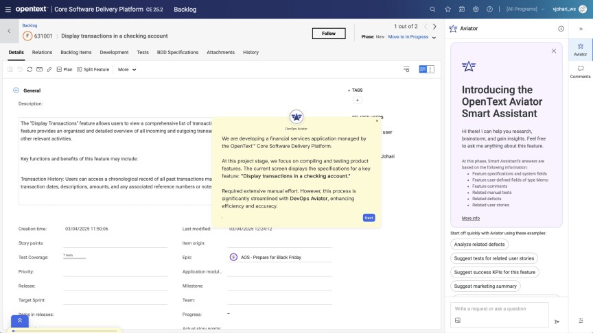 DevOps Aviator demo screenshot