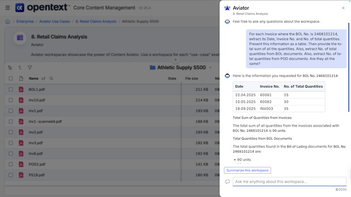 workspace query in content aviator