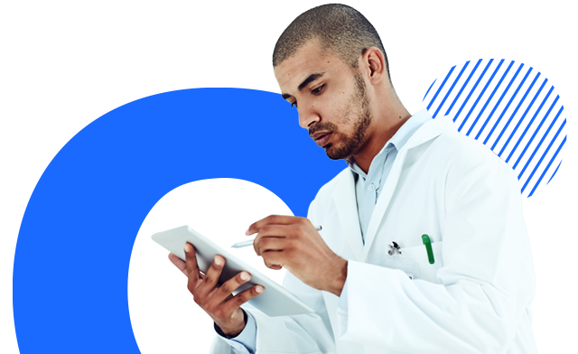 A person working on a tablet 