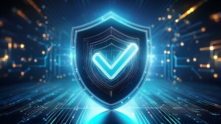 Security shield with checkmark image
