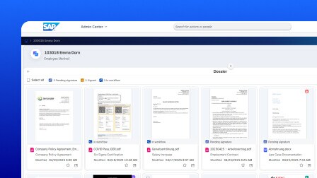 A screenshot of the OpenText Core Content Management for SAP SuccessFactors dashboard.