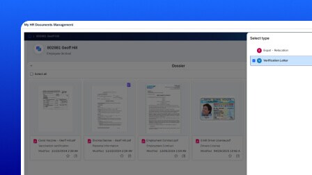 A screenshot of the OpenText Core Content Management for SAP SuccessFactors user interface.