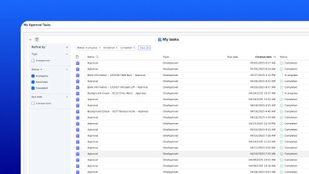 A screenshot of the OpenText Core Content Management for SAP SuccessFactors showing personal tasks.