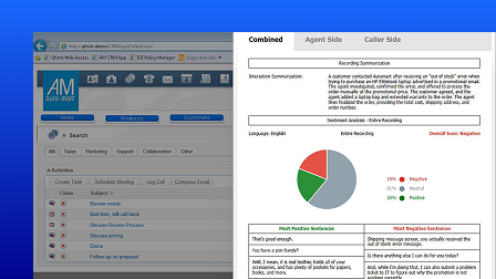 A screenshot of the OpenText Contact Center Analytics user interface showing an interaction analytics report.