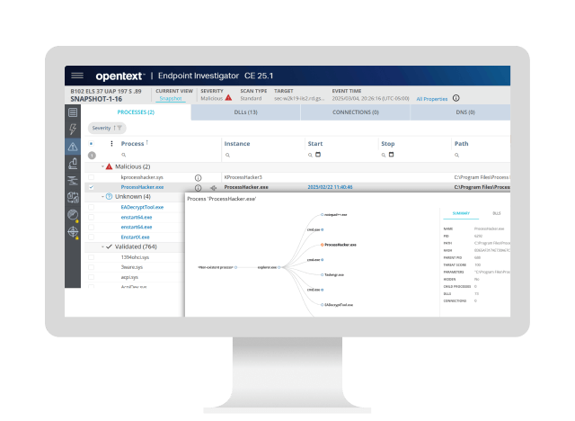 OpenText Endpoint Investigator platform on a computer