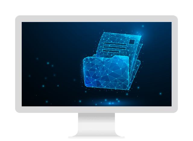 Computer monitor illustrating file extraction