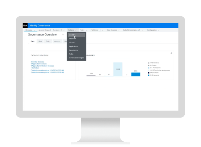 OpenText Identity Governance software dashboard on a computer 