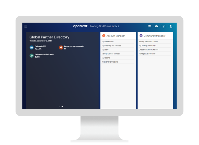View of OpenText B2B Integration Enterprise interface on computer