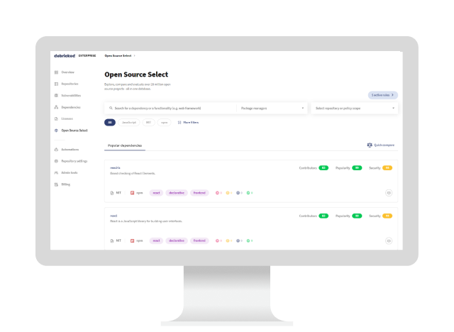 OpenText Core Open Source Select platform dashboard image