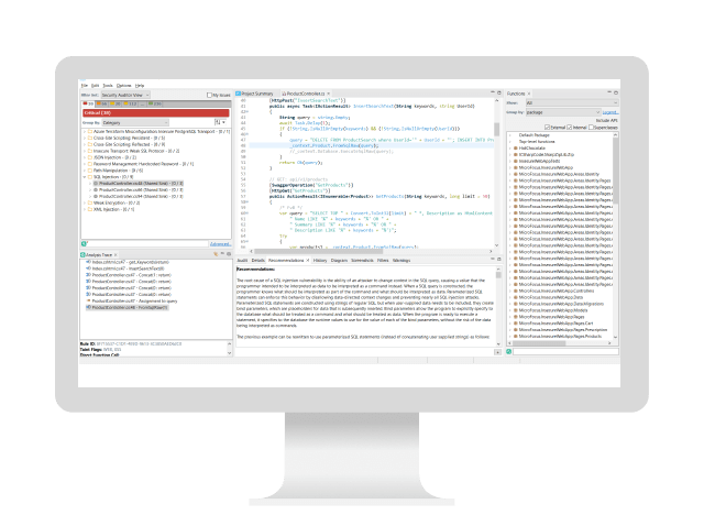 OpenText Static Application Security Testing platform dashboard on a computer