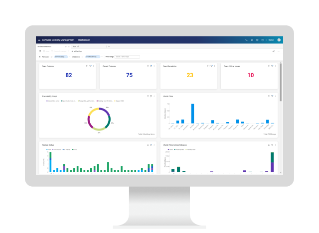 OpenText Software Delivery Management UI on a computer