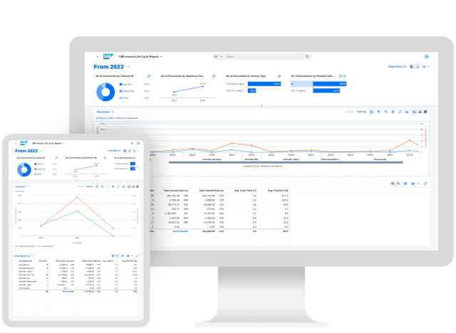 OpenText Vendor Invoice Management for SAP Solutions platform on a computer and tablet 
