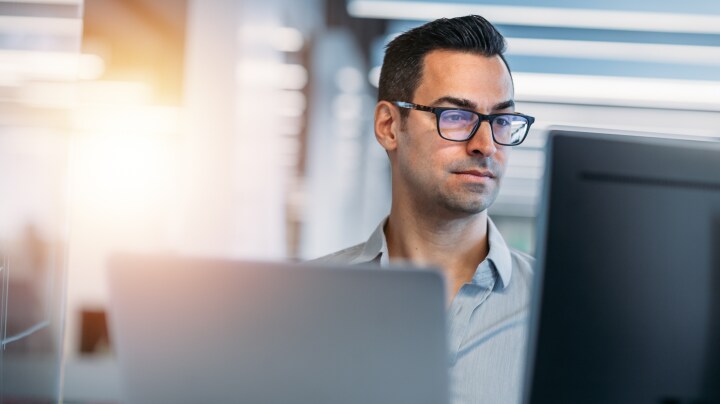Person looking at a computer