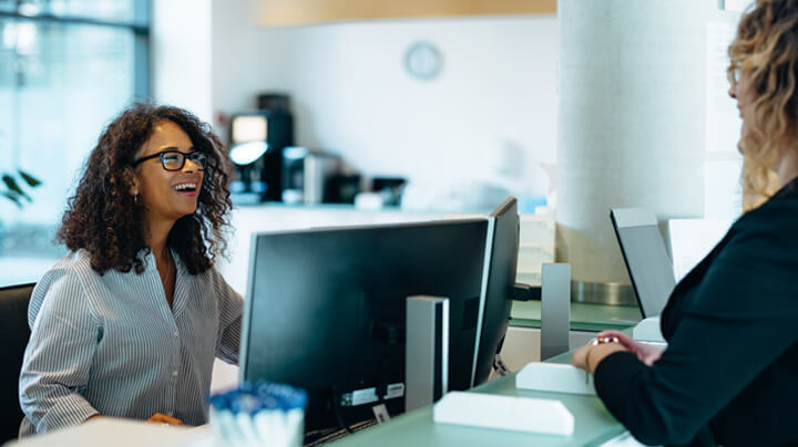 A happy person in an office 