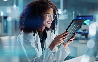 A person looking at tablet