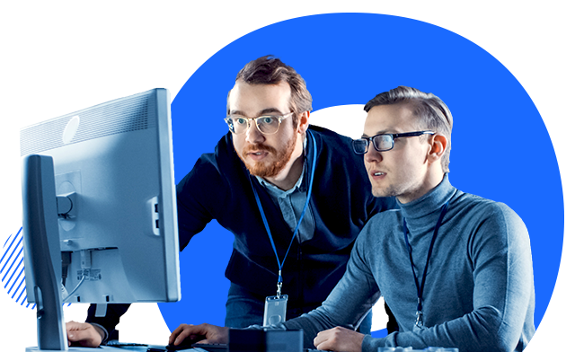 Two developers working on computer