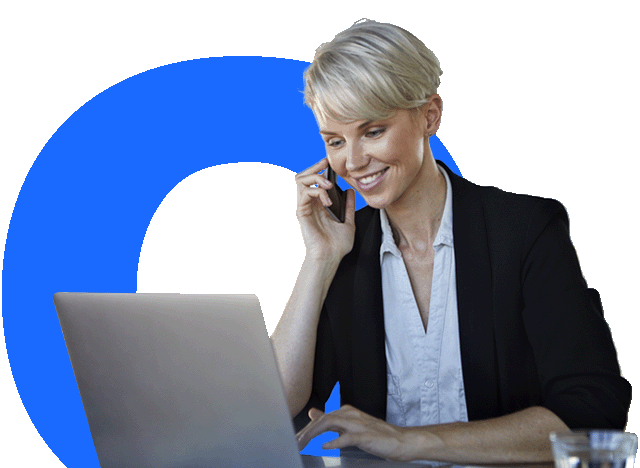 A person Working on a computer and talking