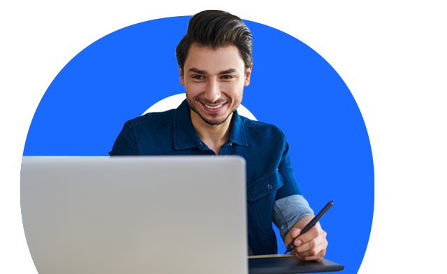 A person working on a laptop 