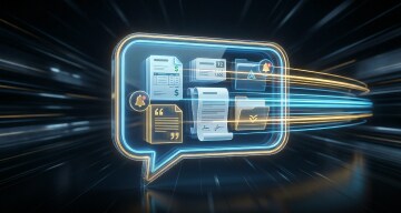 Chat bubble icon contains multiple digital conversation card