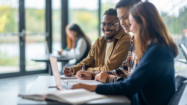 People looking at the laptop