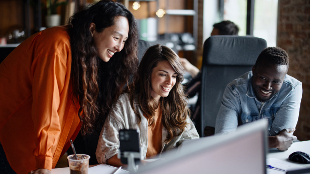 Team collaborating on a content management project