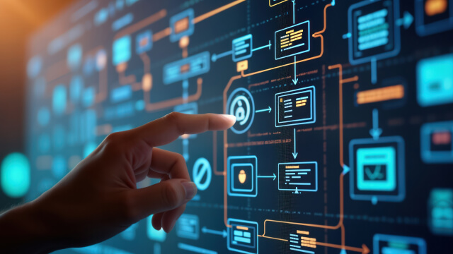 A person using a touch screen technology