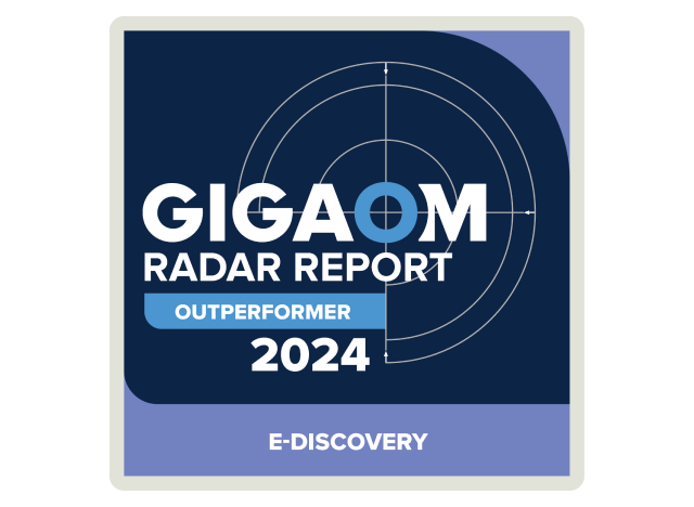 GigaOm Radar report Outperformer for E-discovery badge