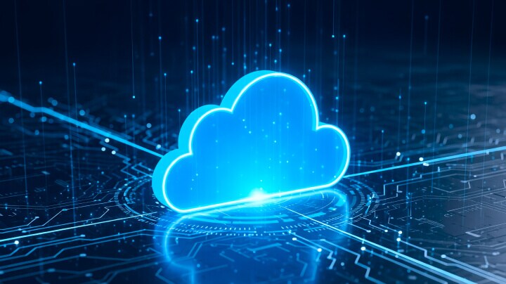 Cloud icon on circuit board background