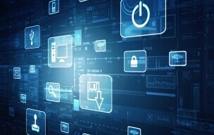 computer screen with different digital icons