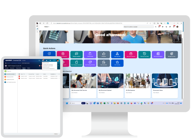 OpenText Content Management for SAP SuccessFactors platform on computer and tablet