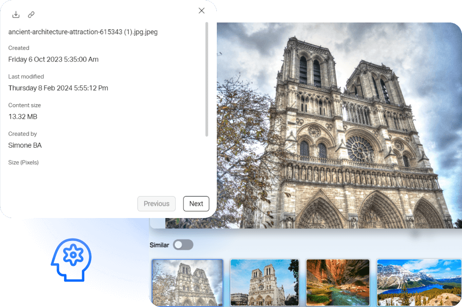 A screenshot of OpenText Core Digital Asset Management showing image files in the dashboard